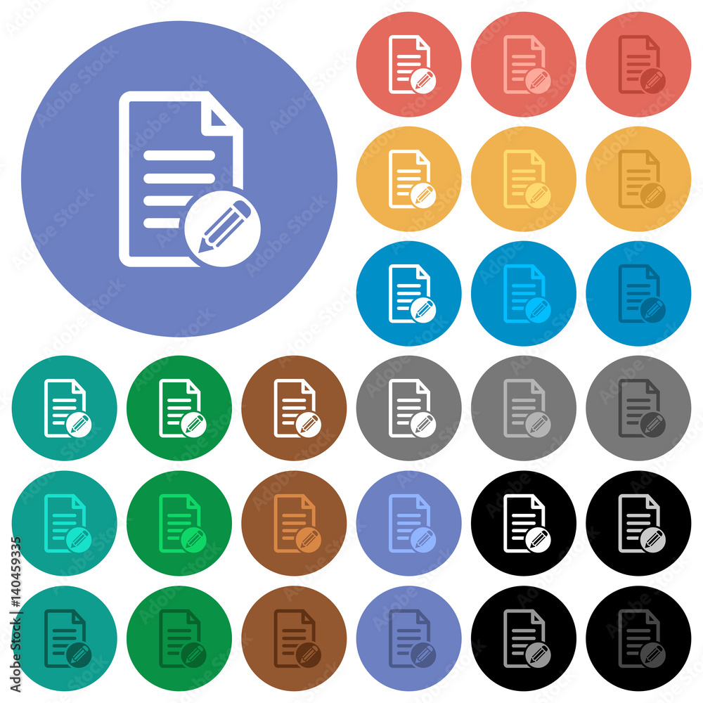Edit document round flat multi colored icons Edit document round flat multi colored icons