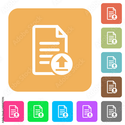 Upload document rounded square flat icons