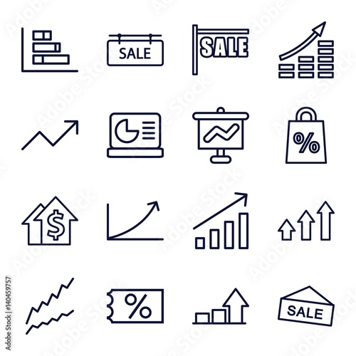 Set of 16 sales outline icons