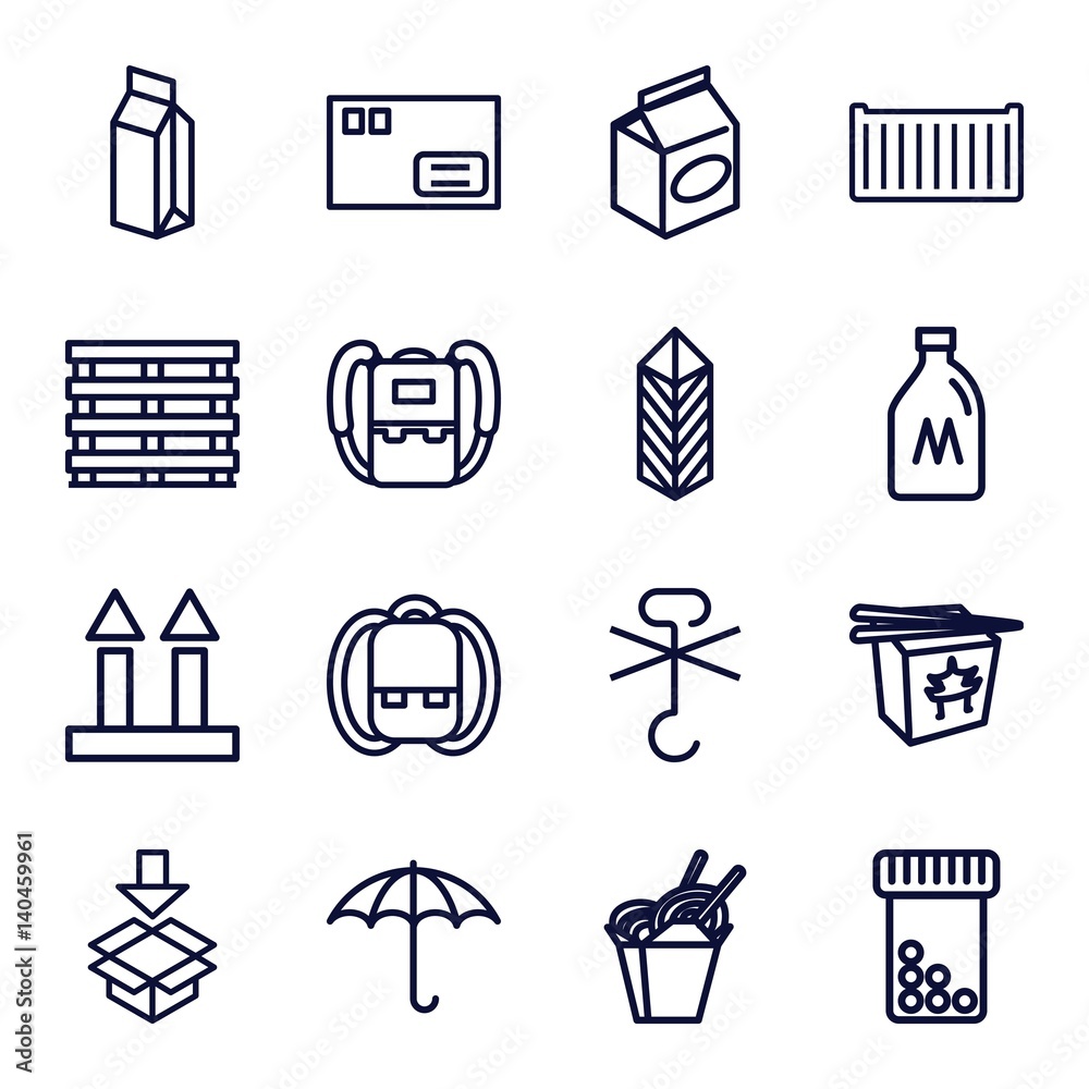 Set of 16 pack outline icons Set of 16 pack outline icons