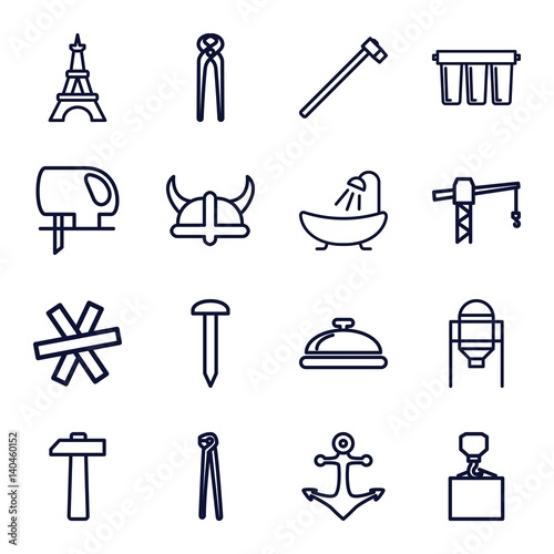 Set of 16 steel outline icons