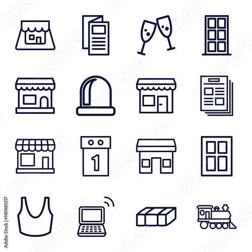 Set of 16 front outline icons