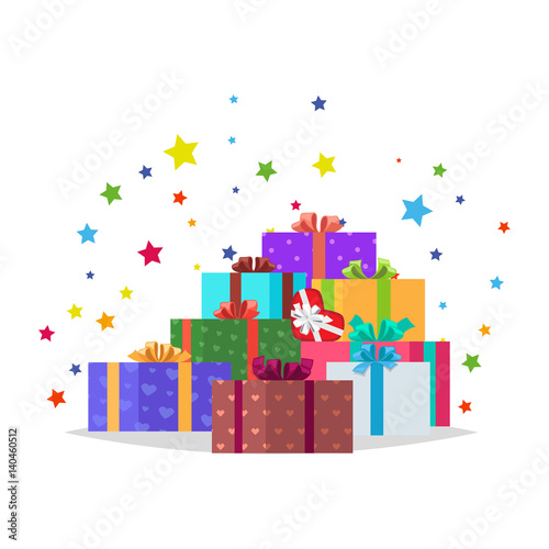 Bunch of Presents Illustration. Holiday Collection