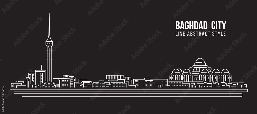 Cityscape Building Line art Vector Illustration design - Baghdad city