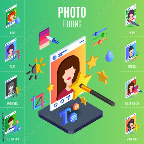 Photo editings infographic for social media networks.