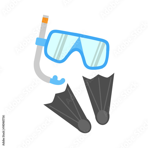 Snorkel, Flippers and Mask Isolated on White
