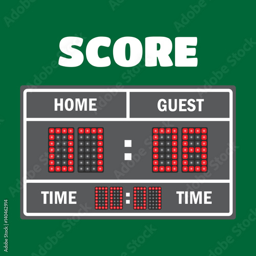 Sport illustration scoreboard. Score game display, digital time information result