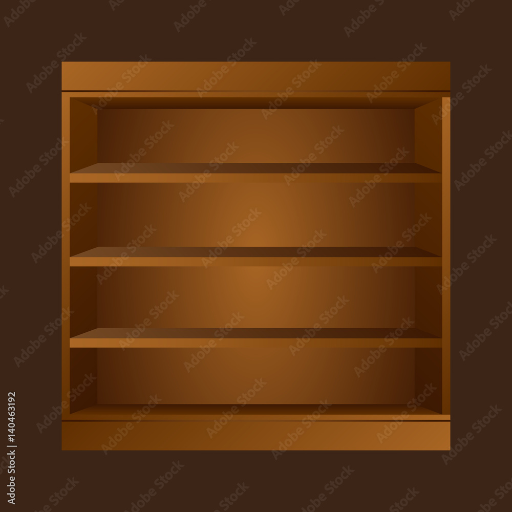 Wooden book shelf. Book shelf vector illustraton Wooden book shelf. Book shelf vector illustraton