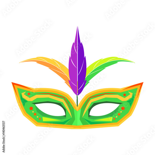 Mardi Gras Mask with Feathers Isolated Vector