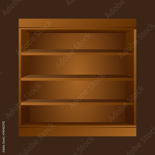 Wooden book shelf. Book shelf vector illustraton