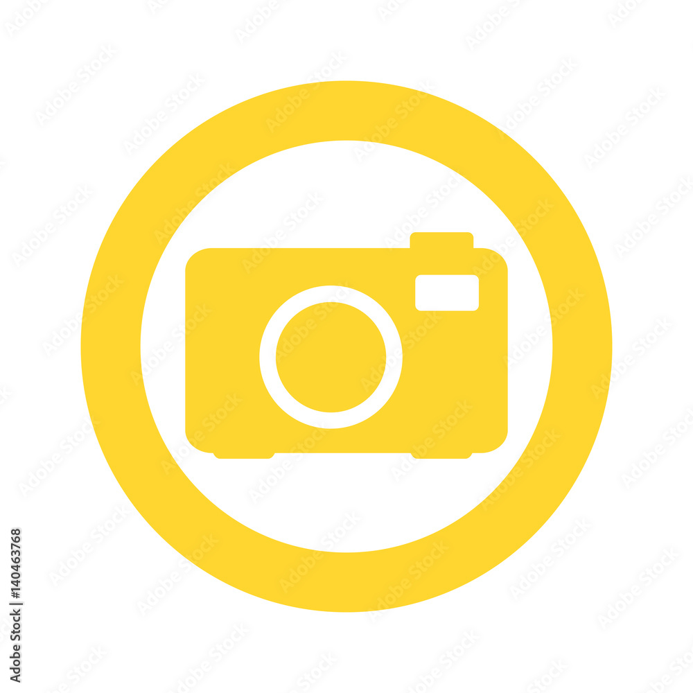 yellow symbol camera icon, vector illustraction design image yellow symbol camera icon, vector illustraction design image