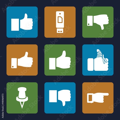 Set of 9 thumb filled icons