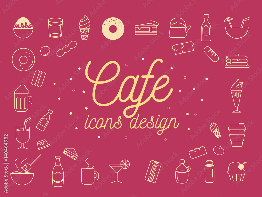 Cafe Icons Design Set.Vector Illustration