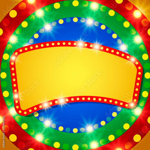 Retro banner on colorful shining background