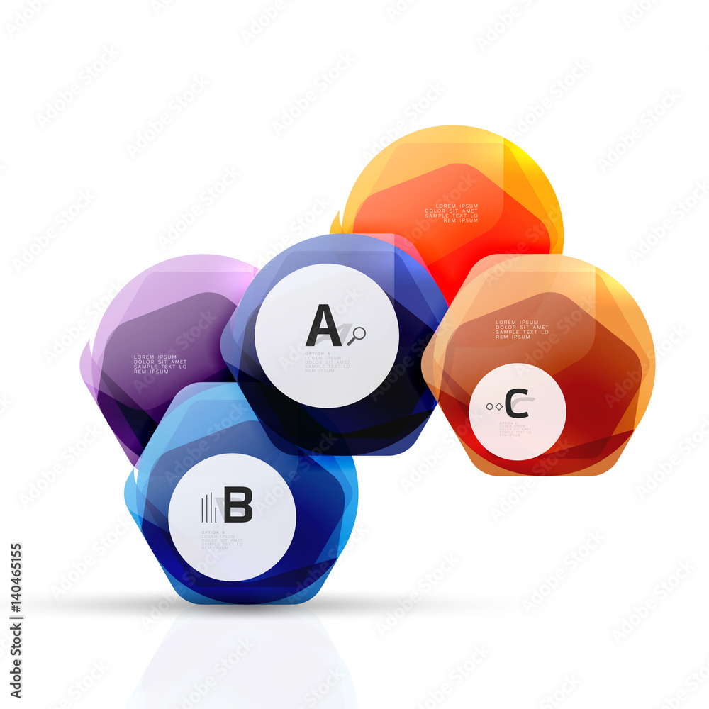 Shiny style modern geometrical hexagons web boxes Shiny style modern geometrical hexagons web boxes