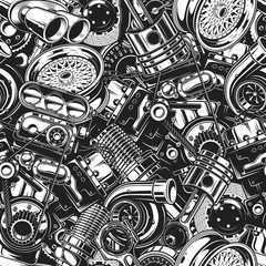 Stickers Industriële stijl patronen Auto onderdelen patroon zwart wit  © DGIM studio