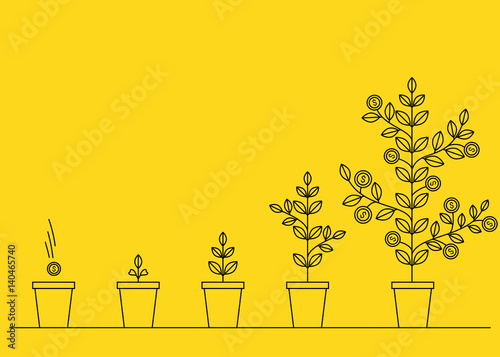 Financial growth concept thin line style illustration