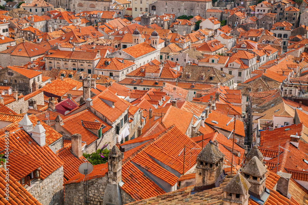 red tiled roofs in the Old town of Dubrovnik