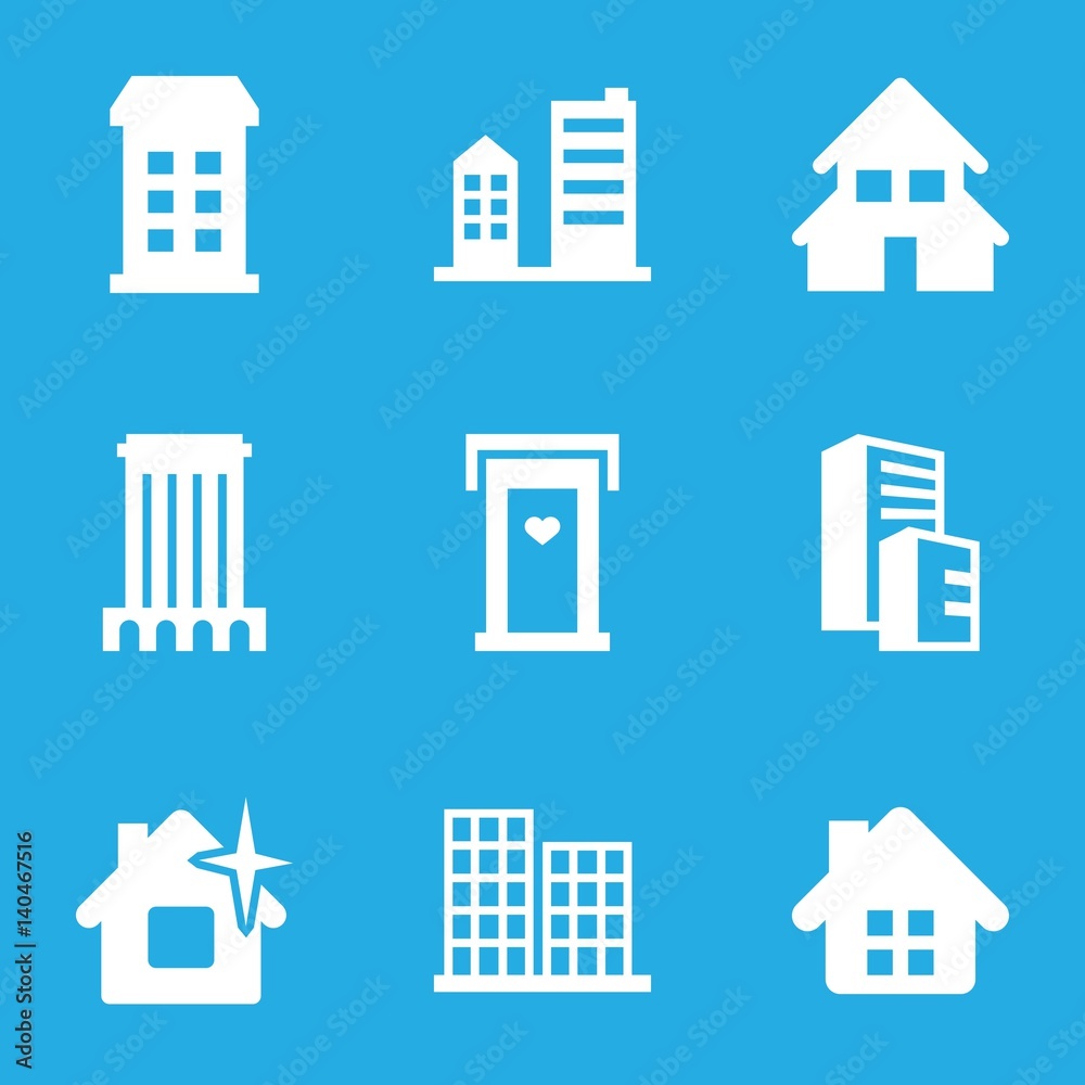 Set of 9 residential filled icons