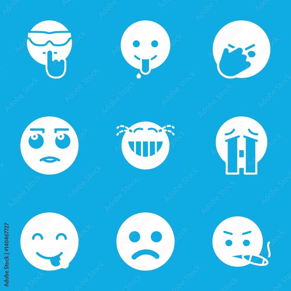 Set of 9 smiley filled icons Set of 9 smiley filled icons