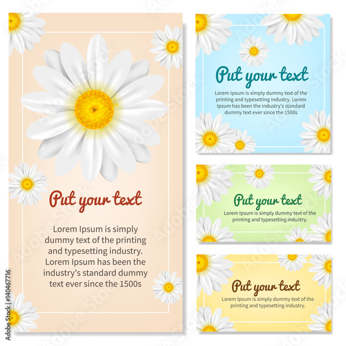 Set of banners with Chamomile. Vector illustration.