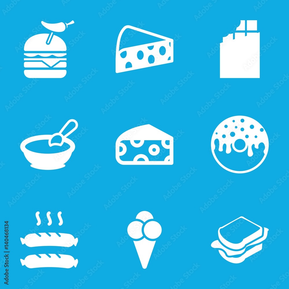 Set of 9 snack filled icons Set of 9 snack filled icons