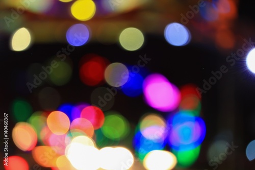 Abstract bokeh light in night festival new year and christmas beautiful background , with copy space add text
