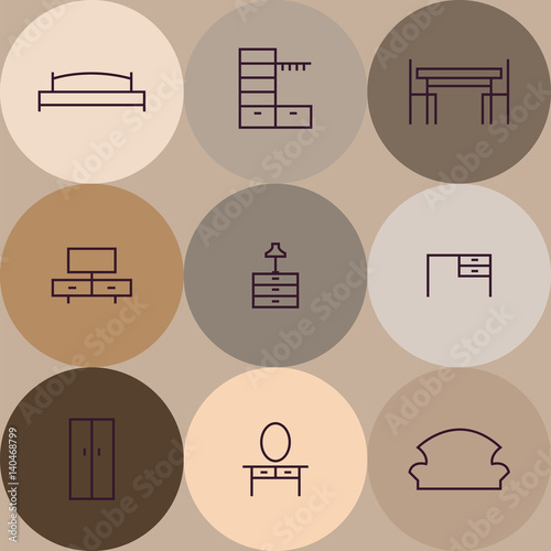 Seamless pattern with modern Furniture.