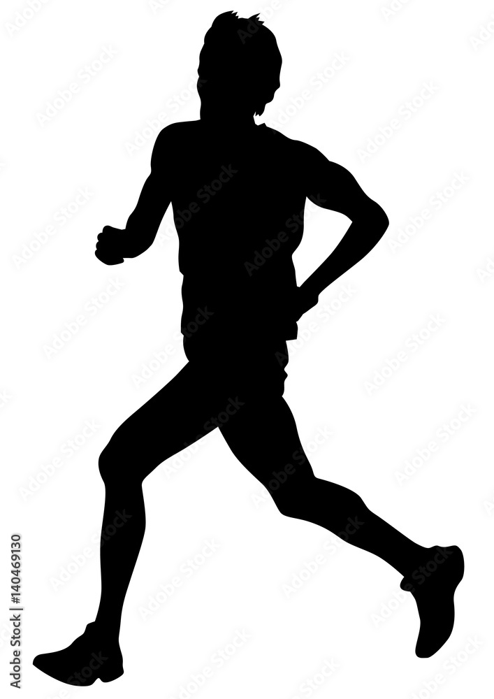 Man athletes on running race on white background Man athletes on running race on white background