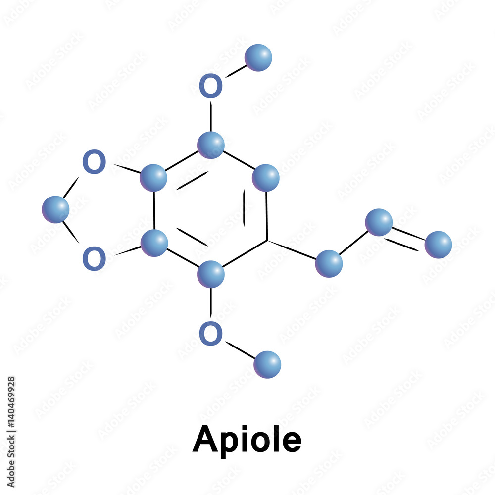 Apiole is phenylpropene, also known as apiol, parsley apiol or parsley camphor. Its chemical name is allyl dimethoxy methylenedioxybenzene. It is found in the essential oils of celery leaf and parsley Apiole is phenylpropene, also known as apiol, parsley apiol or parsley camphor. Its chemical name is allyl dimethoxy methylenedioxybenzene. It is found in the essential oils of celery leaf and parsley