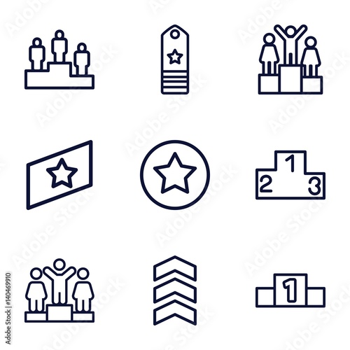 Set of 9 ranking outline icons