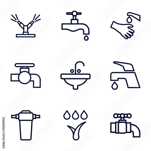 Set of 9 tap outline icons