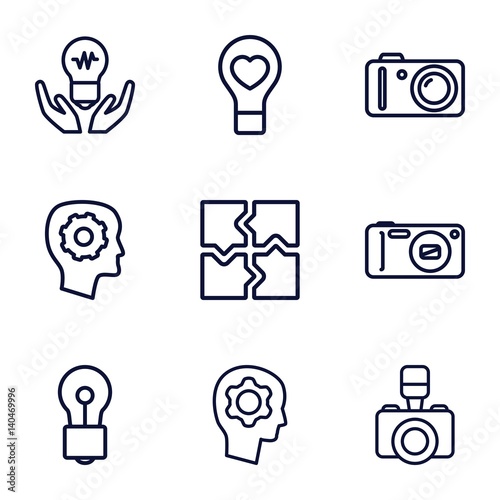 Set of 9 inspiration outline icons