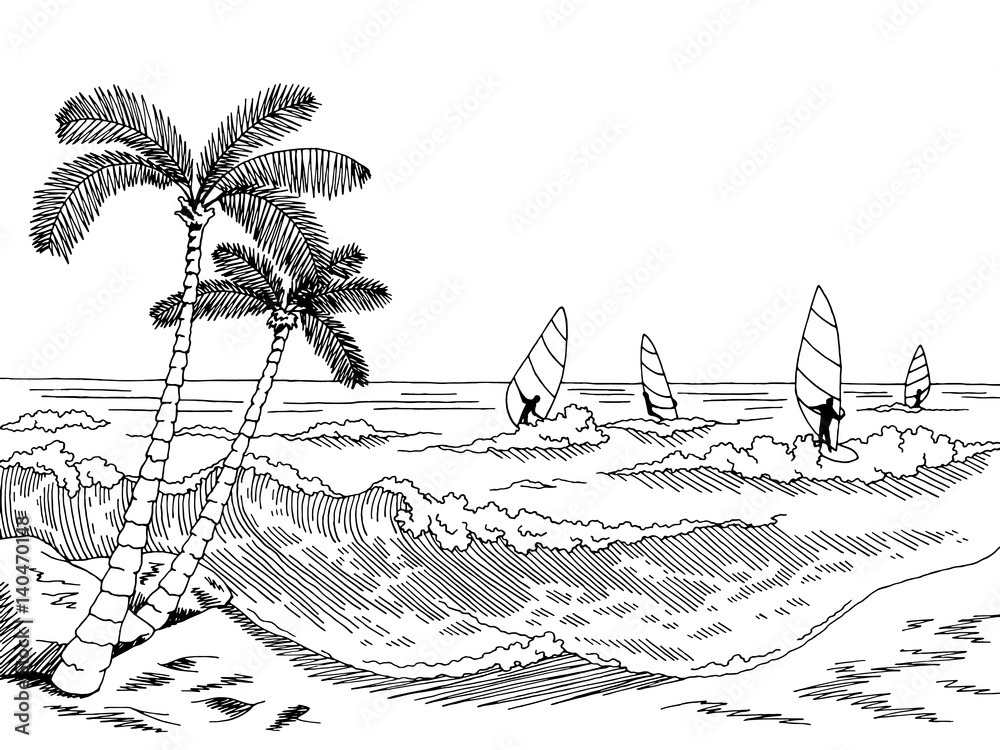 Premium Vector  Summer seascape sketch
