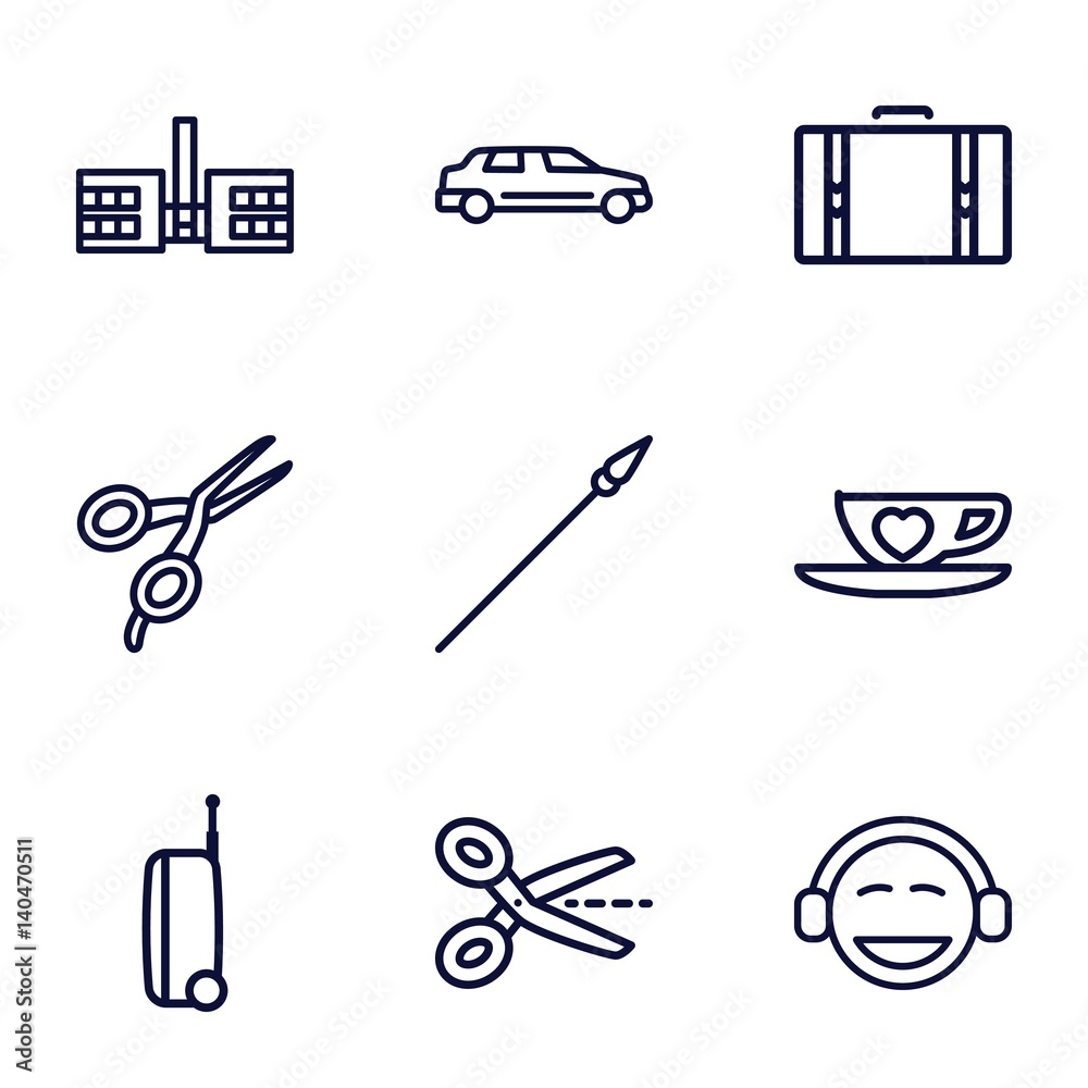 Set of 9 clipart outline icons Set of 9 clipart outline icons