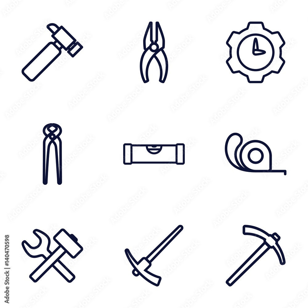 Set of 9 repair outline icons Set of 9 repair outline icons