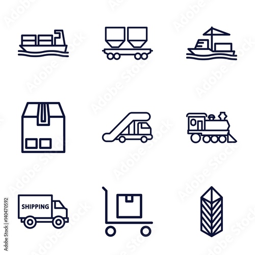 Set of 9 freight outline icons
