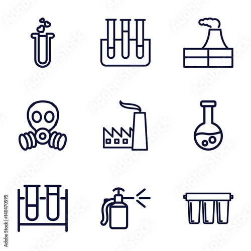 Set of 9 chemical outline icons