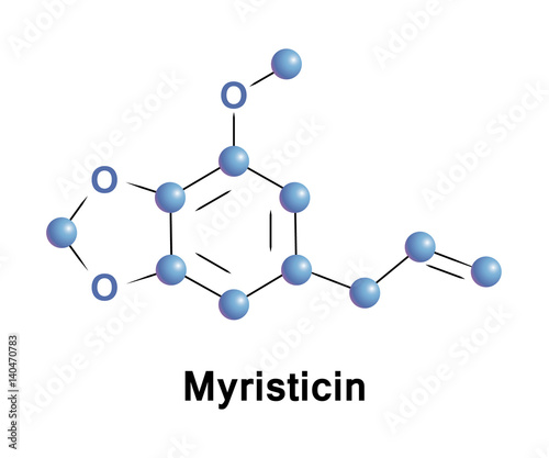 Myristicin is a phenylpropene, a natural organic compound present in small amounts in the essential oil of nutmeg and to a lesser extent in other spices such as parsley and dill.