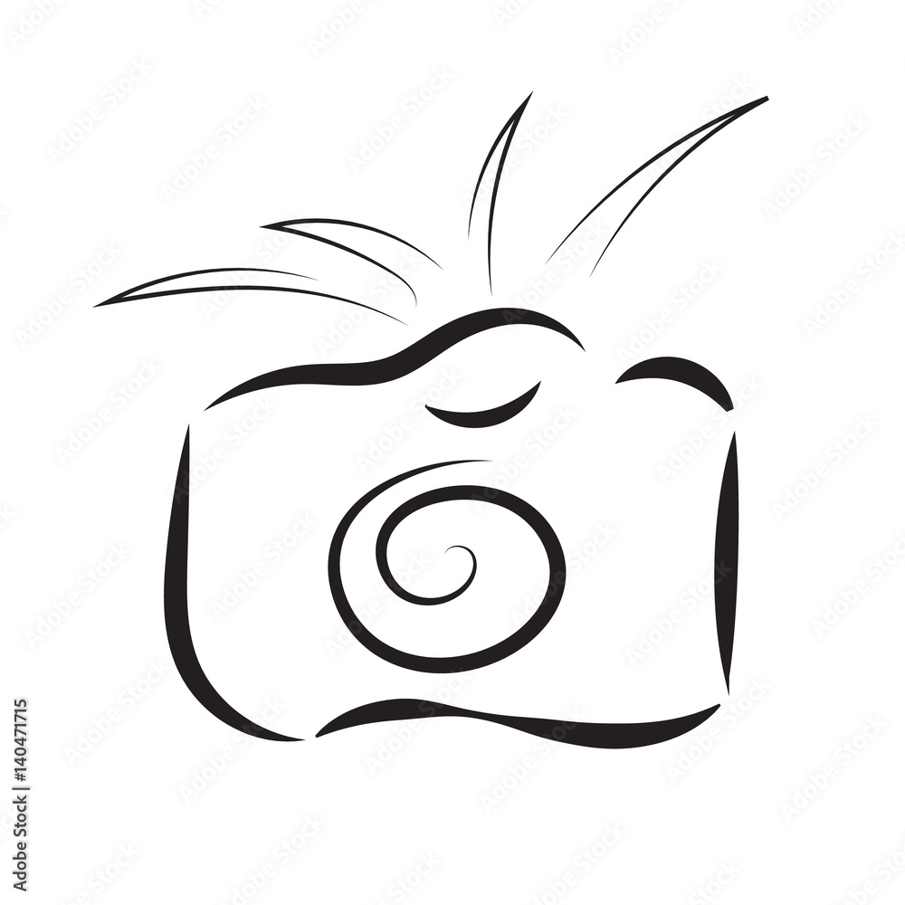 black outline of camera isolated on white background black outline of camera isolated on white background