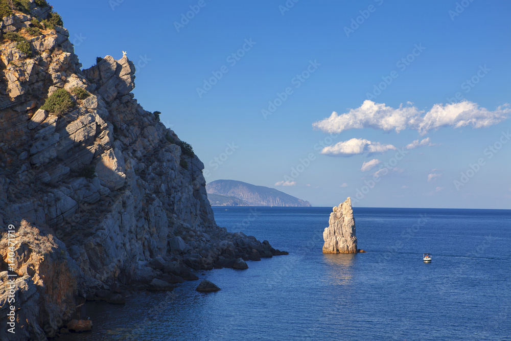 Crimea scenery with rock in the sea