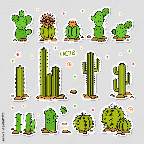 Cacti in the desert. Vector illustration. elements of a corporate logo