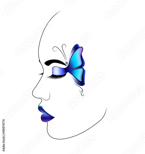 Beautiful makeup in blue tones, Butterfly wing