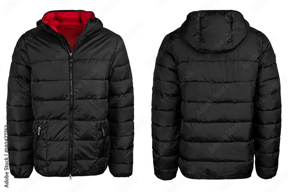 Black jacket with a hood Stock Photo | Adobe Stock