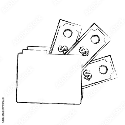 blurred silhouette folder with money accounts vector illustration