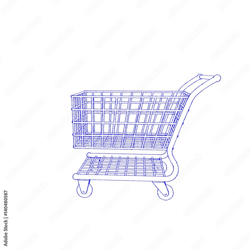Empty shopping cart. Isolated on white background. Sketch illustration ...