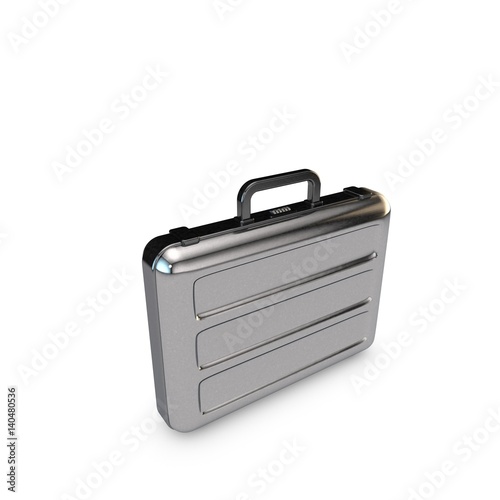 Metallic suitcase. Isolated...