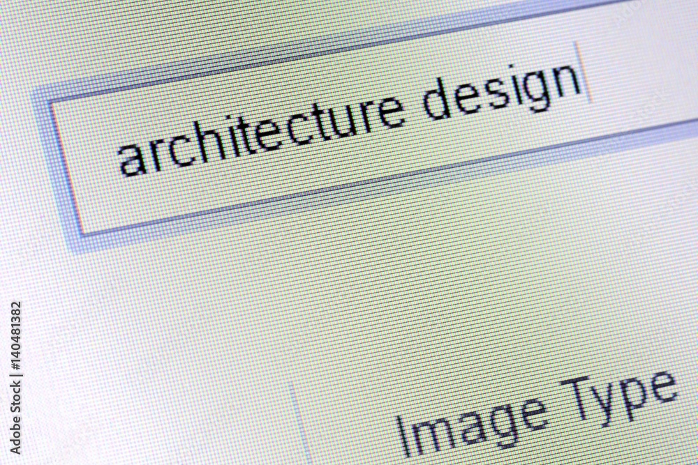 Obraz premium Detail of computer monitor during architecture image search.