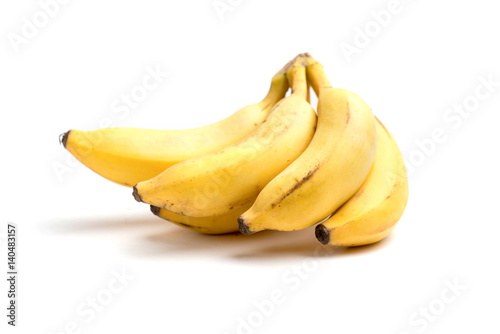 Bunch fresh bananas baby (mini) on a white background
