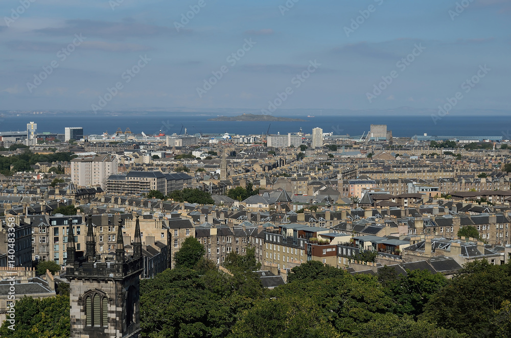 A clear view over Edinburgh seen from Calton Hill
